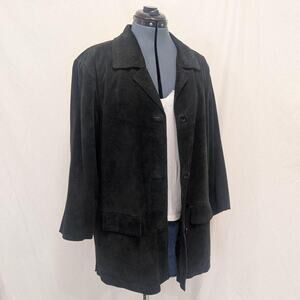 Jessica Holbrook black suede leather jacket, size 1X